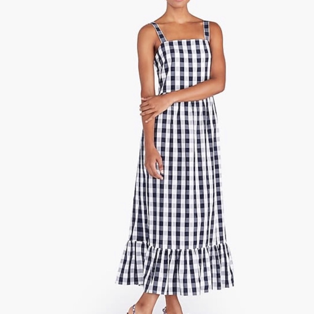 J. Crew Gingham Ruffle Maxi Dress Size XS